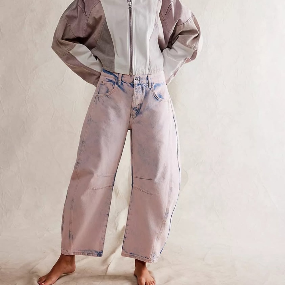 Free People Pink Barrel Jeans- 27